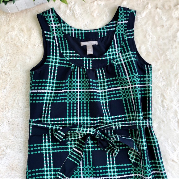 Banana Republic Dresses & Skirts - Banana republic navy green plaid shift dress belt